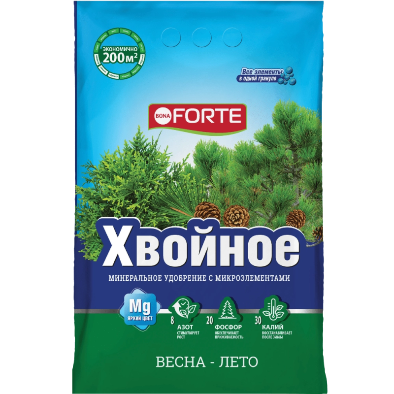 Удобрение минеральное гранулированное с микроэлементами Хвойное Bona Forte 2 кг