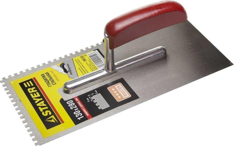 Гладилка STAYER "MASTER" стальная с деревянной ручкой, зубчатая, 4х4мм