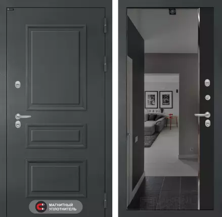 Входная дверь Атлантик с зеркалом Панорама с тонировкой