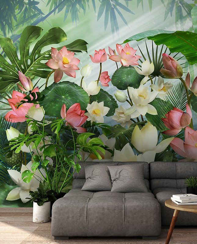 Фреска Графика Райские цветы. Лотосы. Реализм. ag0246