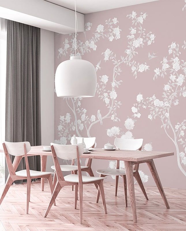 Фреска Графика Шинуазри, Японский сад. Белые цветы. ag0361