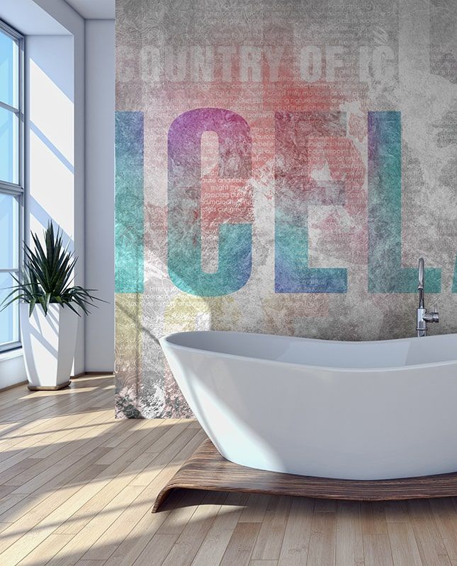 Фреска Графика Исландия. Горы. Лофт. Старая стена. ag0299