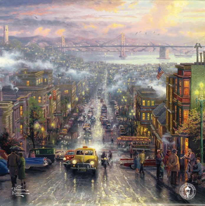 Фреска Город на закате в живописи