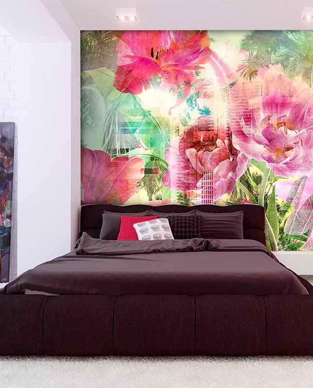 Фреска Графика Цветы. Лофт. Современное искусство. ag0350