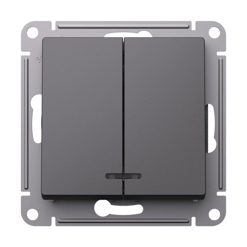 Двухклавишный выключатель с подсветкой (Базальт)