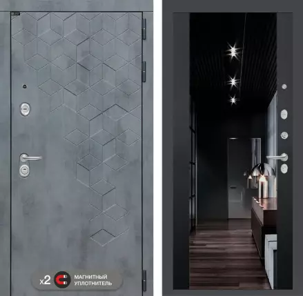 Входная дверь Бетон с тонированным зеркалом Максимум