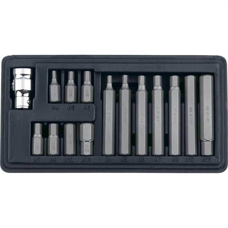 Набор 15пред., 30 мм, 75 мм, HEX (4;5;6;7;8;10;12), адаптер 3/8"-1/2