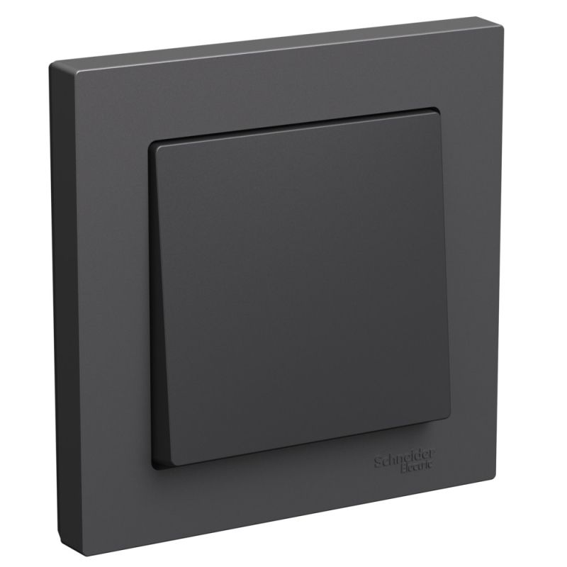 Одноклавишный выключатель комплекте с рамкой (Базальт)