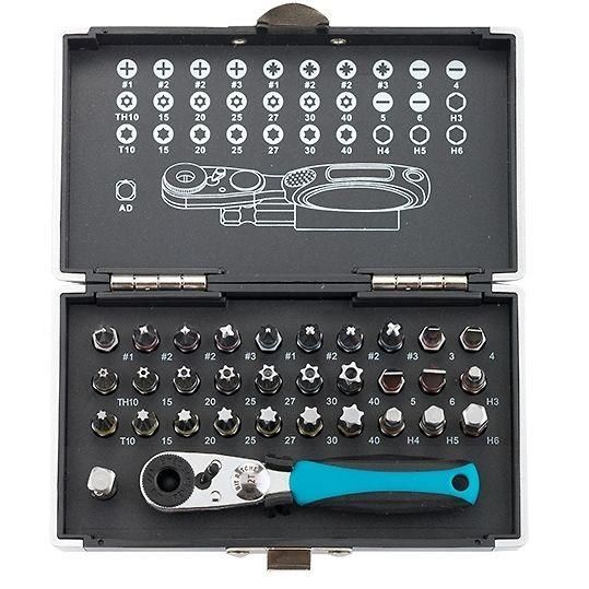 Набор бит с трещоткой, 33 предм. магнитный адаптер, 1/4 GROSS