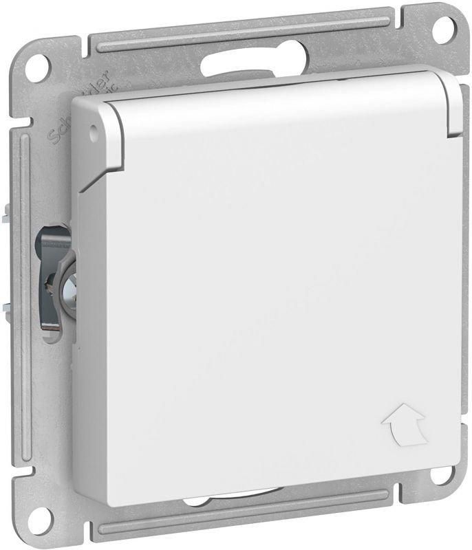 Розетка электрическая Schneider со шторками с откидной крышкой (Белый)