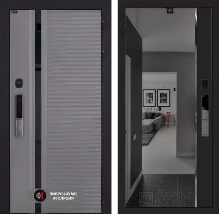 Входная дверь Пиано Смарт 2.0 с зеркалом (тонированное) Панорама