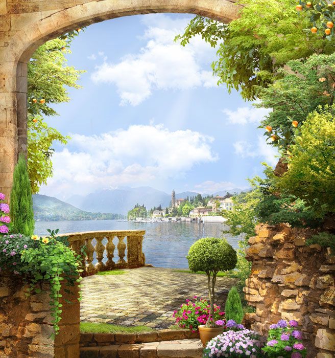 Фреска Арка с балюстрадой и видом на город