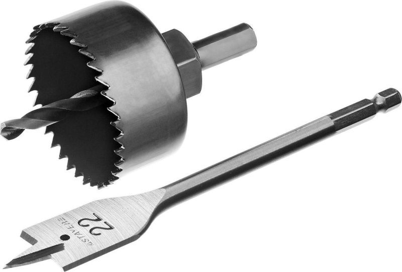 Набор для врезки замков:коронка, перьевое сверло, державка, 54/22мм