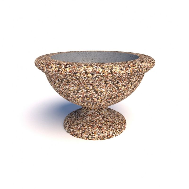 Вазон бетонный уличный Ламелла на фигурной ножке (московский гравий)