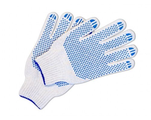Перчатки с ПВХ 5 нитей 10 точка, белые