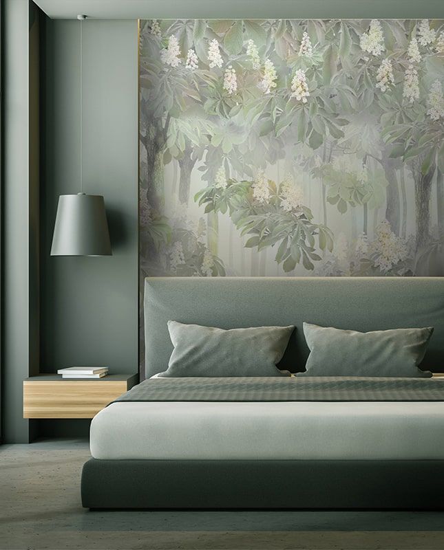 Фреска Графика Цветущие каштаны. Современное искусство. ag0345