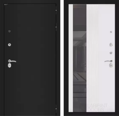 Входная дверь Классик шагрень черная с Зеркалом 32 тонированным