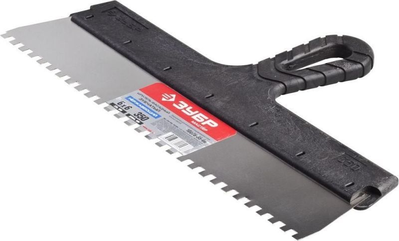 Шпатель ЗУБР "МАСТЕР" ФАСАДНЫЙ, нержавеющее полотно, 350мм, зуб 6х6мм