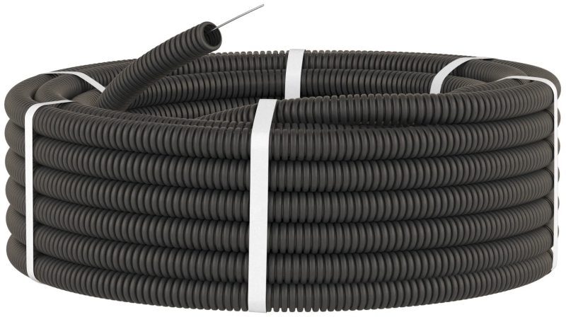 Труба гофрированная ПВХ черная с зондом (100 м) тяжелая 25 мм DKC 91525