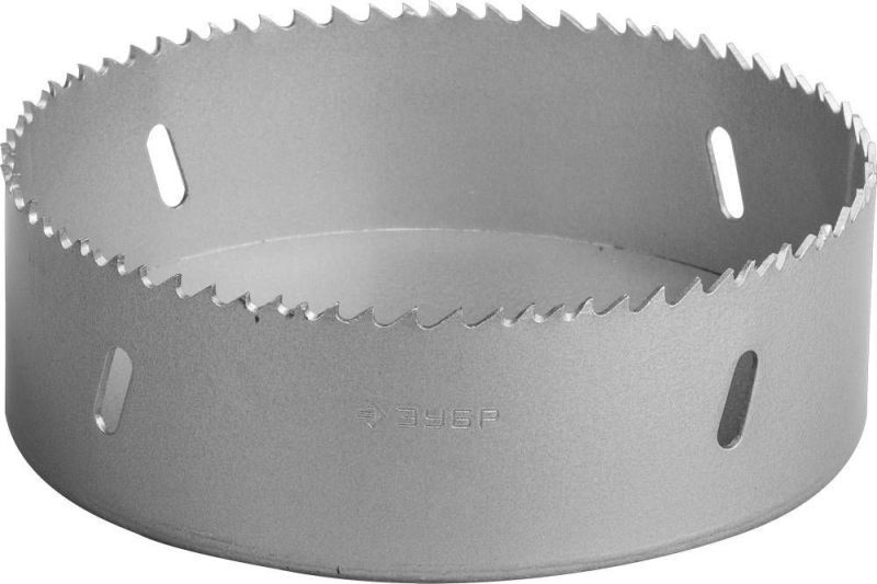 Коронка биметаллическая, быстрорежущая сталь, глубина сверления до 38мм, d-121мм, ЗУБР