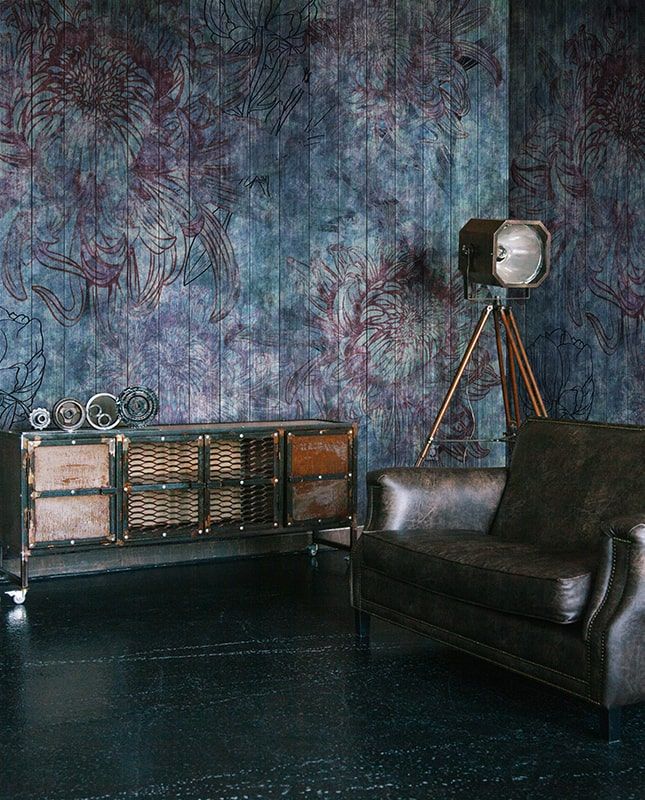 Фреска Графика Лофт. Цветы. Текстура дерева. Доски. ag0357