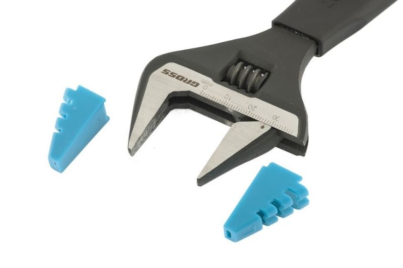 Ключ разводной, 250 мм,CrV, тонкие губки, защитные насадки // Gross