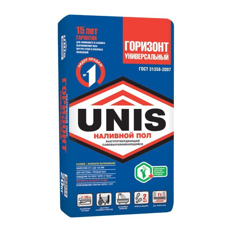 Наливной пол Юнис горизонт, универсальный, 20кг