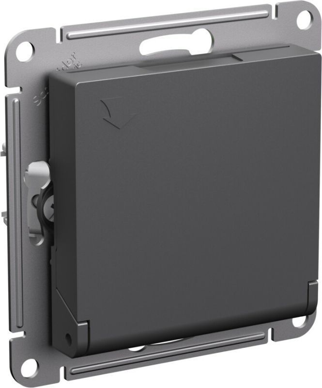 Розетка электрическая Schneider со шторками с откидной крышкой (Базальт)