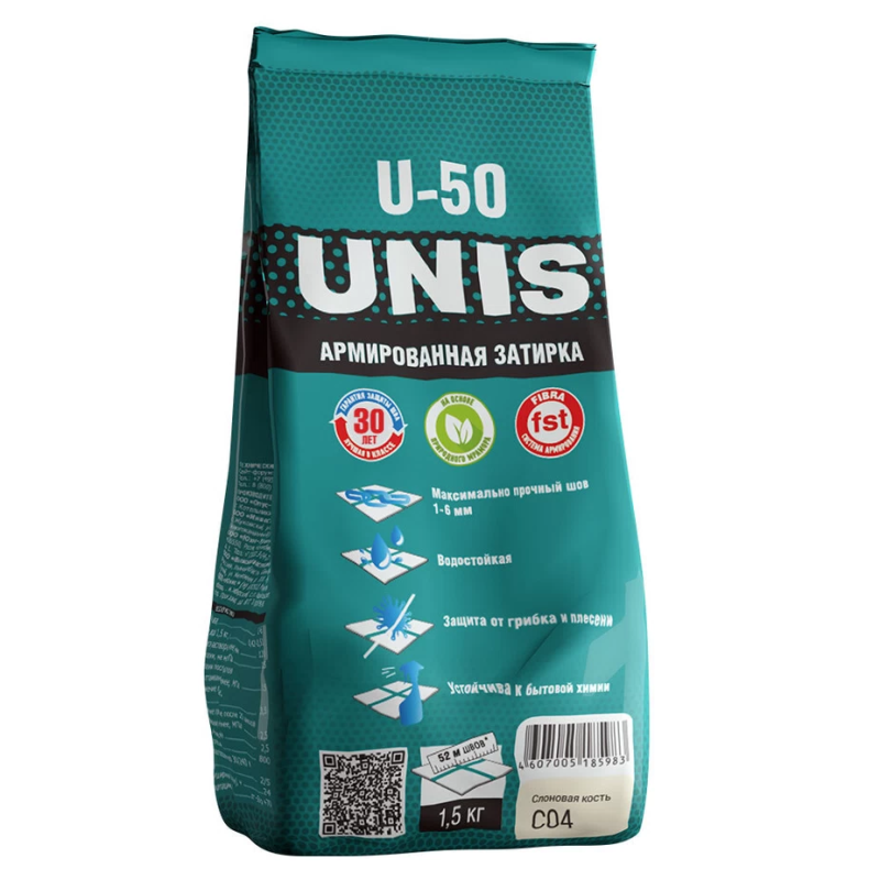 Затирка цементная Unis U-50 С04 слоновая кость 1,5 кг