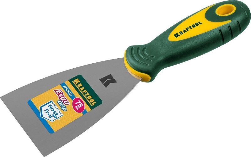 Шпательная лопатка KRAFTOOL с 2-компонент ручк, профилиров нержав полотно, 75мм