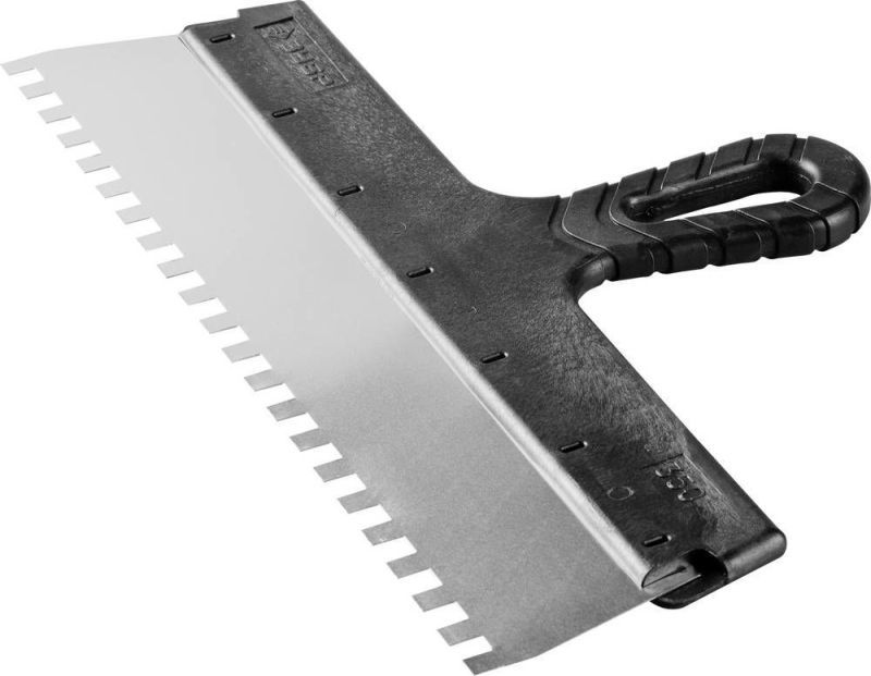 Шпатель ЗУБР "МАСТЕР" ФАСАДНЫЙ, нержавеющее полотно, 350мм, зуб 8х8мм