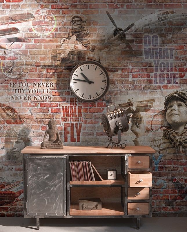 Фреска Графика Кирпичная стена. Лофт. ag0382