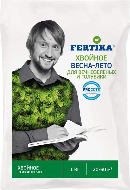 Фертика Хвойное для вечнозеленых NPK 10:7:14+MG+S
