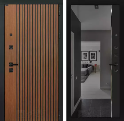 Входная дверь Шторм с зеркалом Панорама с тонировкой