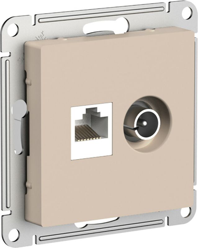 ATLASDESIGN РОЗЕТКА двойная ТВ + компьютерная RJ45, кат. 5Е, ПЕСОЧНЫЙ