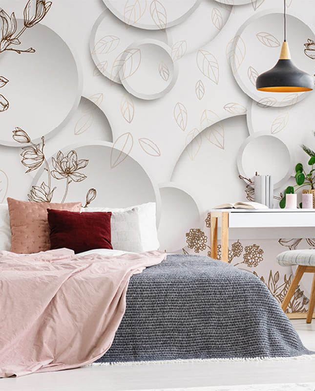 Фреска Графика Цветы. Геометрия. Современное искусство.  ag0410