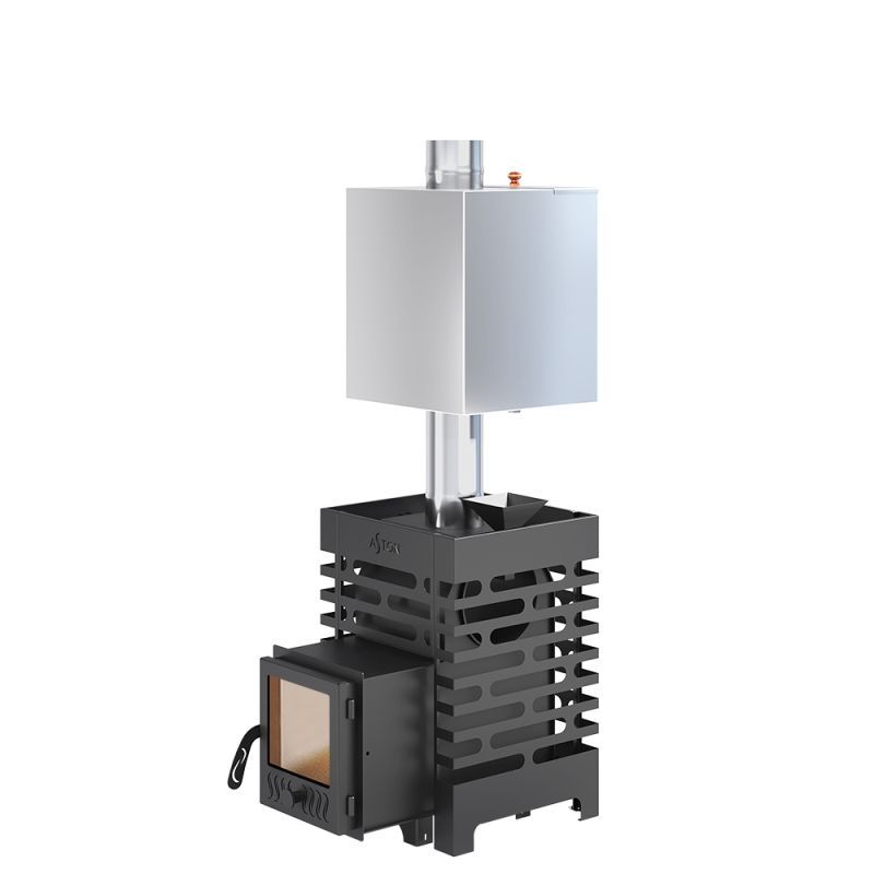 Печь для бани ASTON 12 стекло с баком на трубе 50л Ø115 (AISI 439)