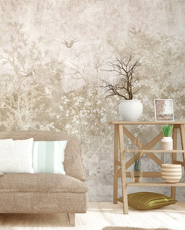 Фреска Графика Растительный принт. Старая стена. ag0311