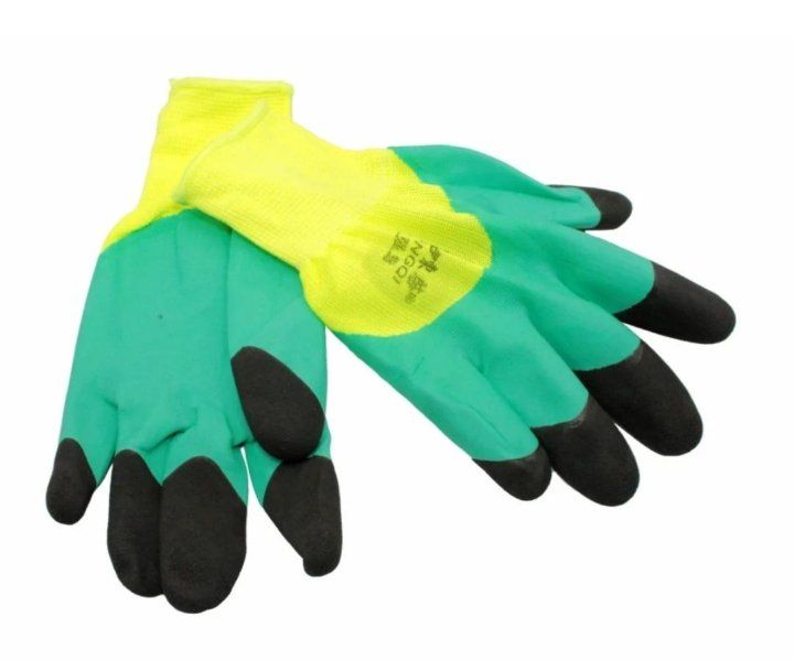 Перчатки нейлоновые с вспененым полиуретаном "Ноготки" 3/4 салатово-зеленые