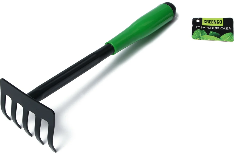 Грабли Greengo 30 см, рукоять зелёный пластик 150706