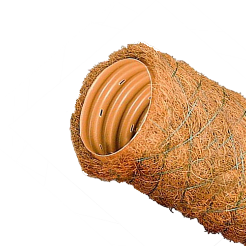 Дренажная гофрированная ПВХ труба  O126 мм с фильтром из кокосового волокна