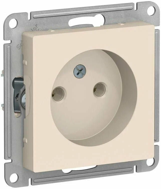 Розетка электрическая Schneider со шторками с выталкивателем вилки (Бежевый)