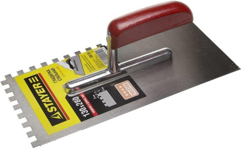 Гладилка STAYER "MASTER" стальная с деревянной ручкой, зубчатая, 8х8мм