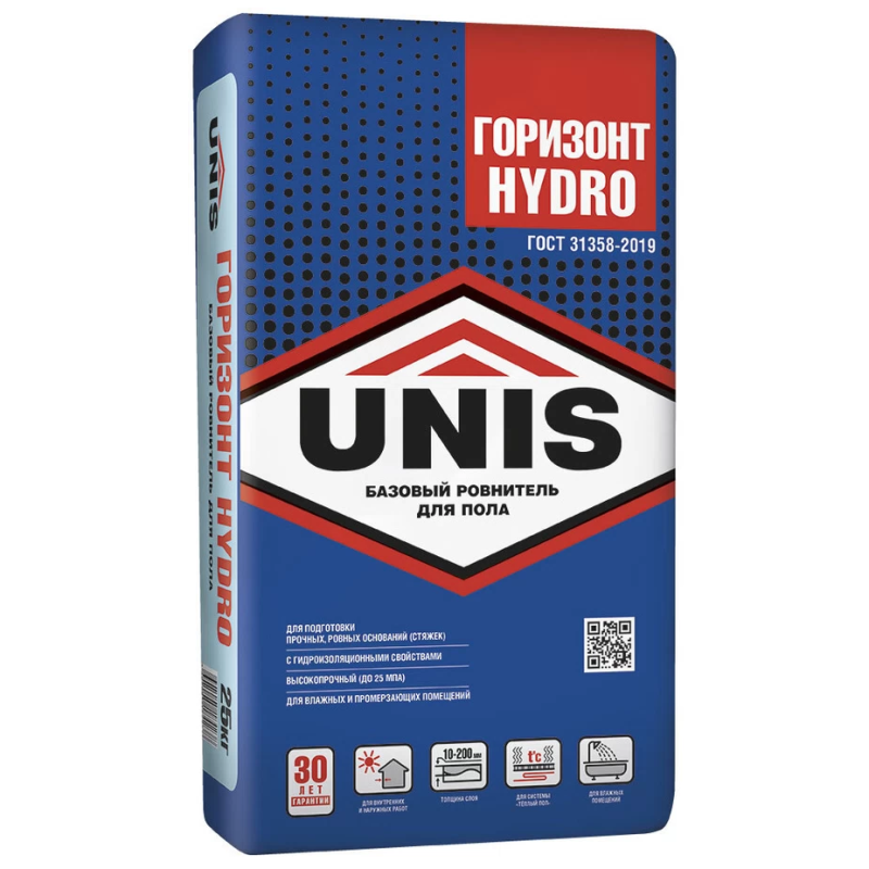 Ровнитель (стяжка пола) первичный Unis Горизонт Hydro высокопрочный 25 кг