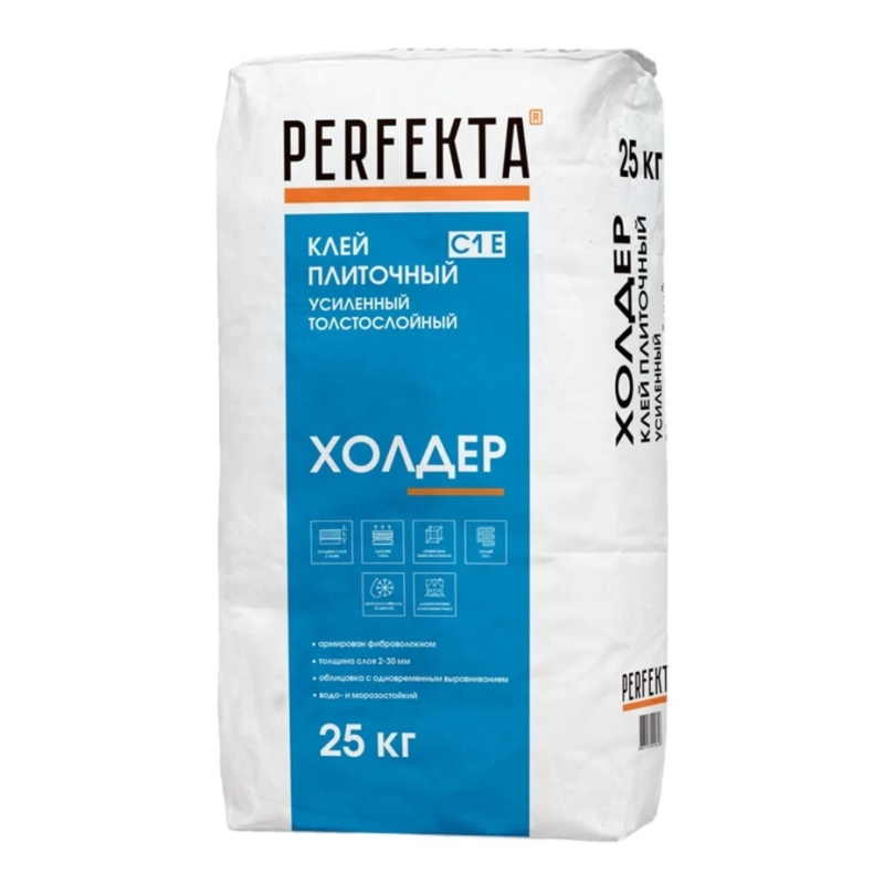 Клей для плитки и керамогранита Perfekta Холдер серый класс С1 Е 25 кг