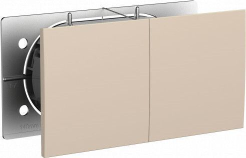 Розетка электрическая Schneider со шторками с откидной крышкой двойная (Песочный)