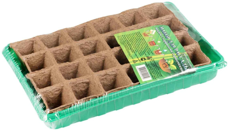 Набор для выращивания рассады с торфяными горшочками 50 х 50 24 шт + лоток