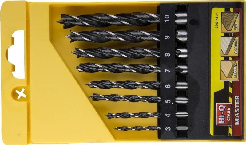 Набор сверл спиральных по дереву "M-type", 8шт(d=3-10мм), М-образная заточка, сталь HCS, STAYER Professional