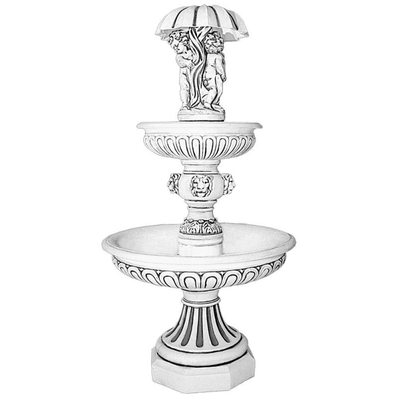 Фонтан скульптурный "Девочка и мальчик под зонтом" 2 чаши артикул 775