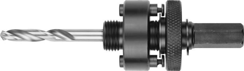 Державка для биметаллических коронок, жесткие штифты, прижимная муфта, шестигранный хвостовик, d=32-152мм, ЗУБР